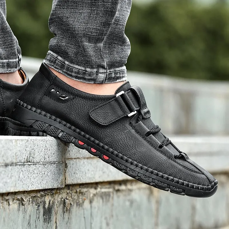 Kaegreel Mens Men Handmade Casual Fashion Sneakers Genuine Leather Loafers Moccasins Breathable Slip On Shoes