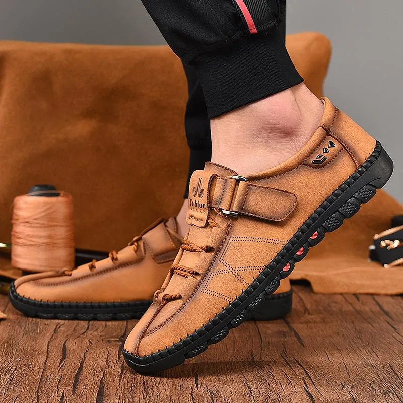 Kaegreel Mens Men Handmade Casual Fashion Sneakers Genuine Leather Loafers Moccasins Breathable Slip On Shoes