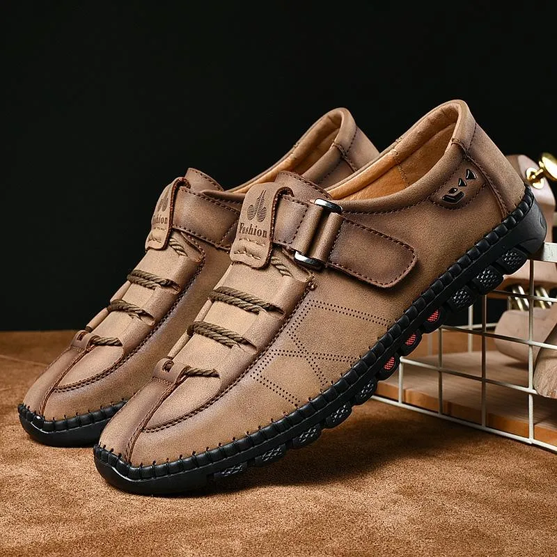 Kaegreel Mens Men Handmade Casual Fashion Sneakers Genuine Leather Loafers Moccasins Breathable Slip On Shoes