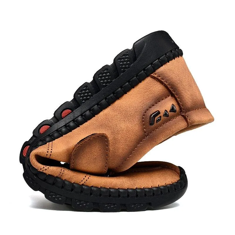 Kaegreel Mens Men Handmade Casual Fashion Sneakers Genuine Leather Loafers Moccasins Breathable Slip On Shoes