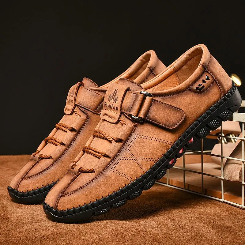 Kaegreel Mens Men Handmade Casual Fashion Sneakers Genuine Leather Loafers Moccasins Breathable Slip On Shoes