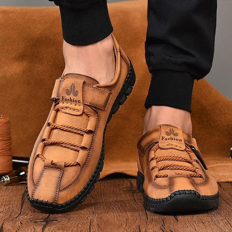 Kaegreel Mens Men Handmade Casual Fashion Sneakers Genuine Leather Loafers Moccasins Breathable Slip On Shoes