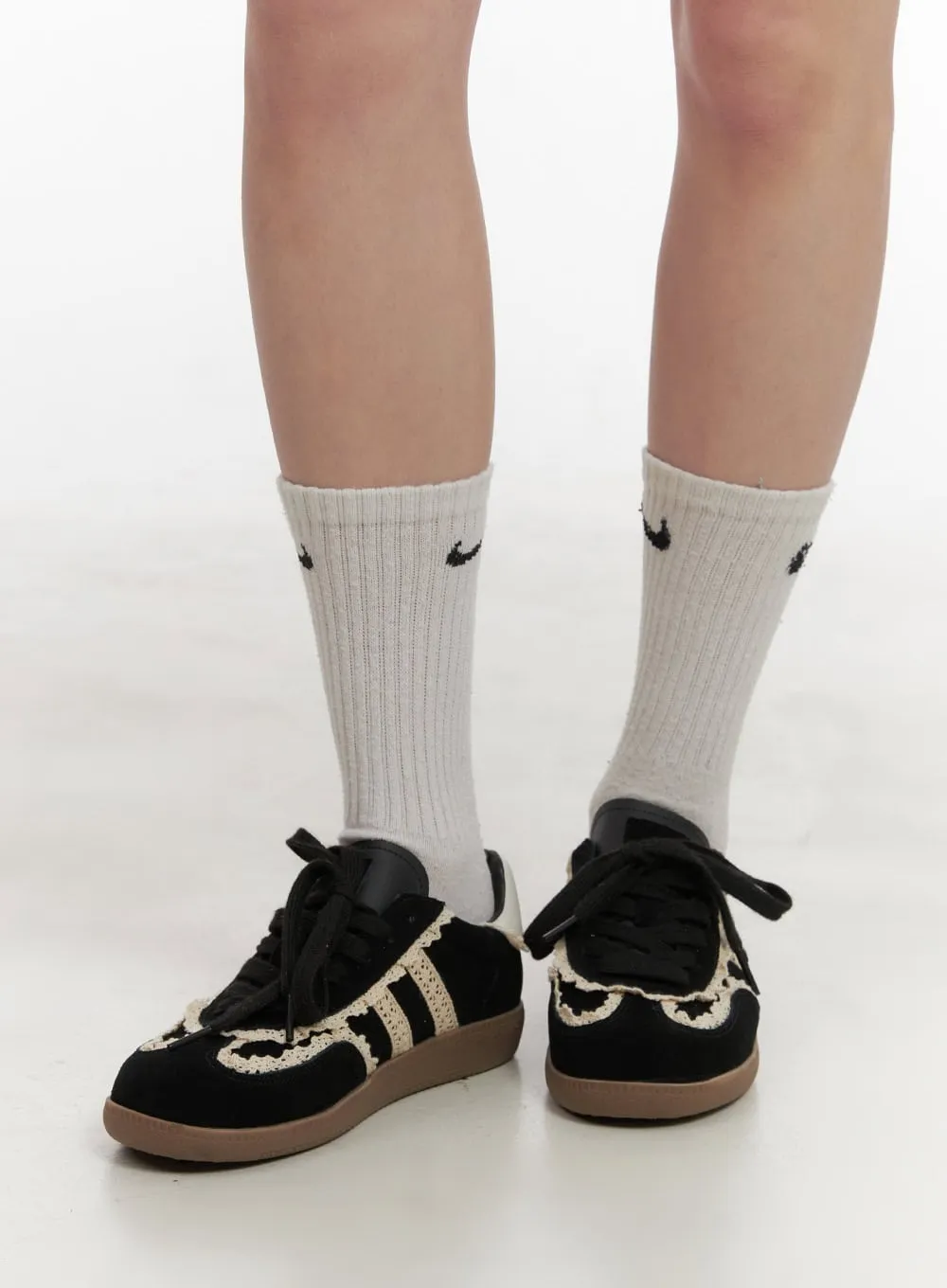 Lace-Trim Striped Sneakers IJ503
