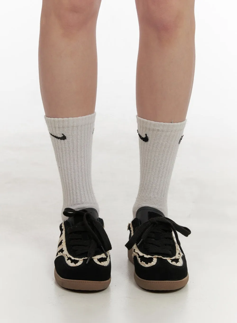 Lace-Trim Striped Sneakers IJ503