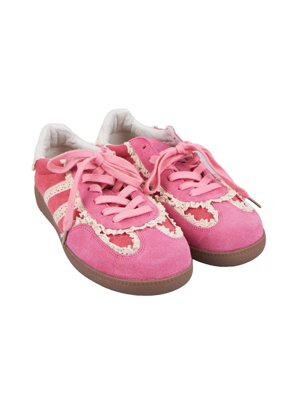 Lace-Trim Striped Sneakers IJ503