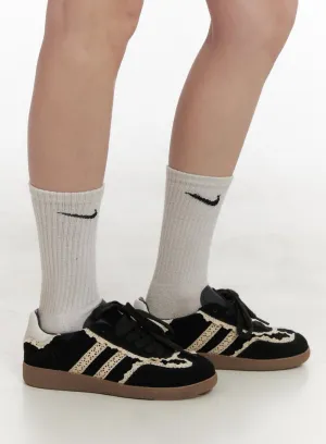 Lace-Trim Striped Sneakers IJ503