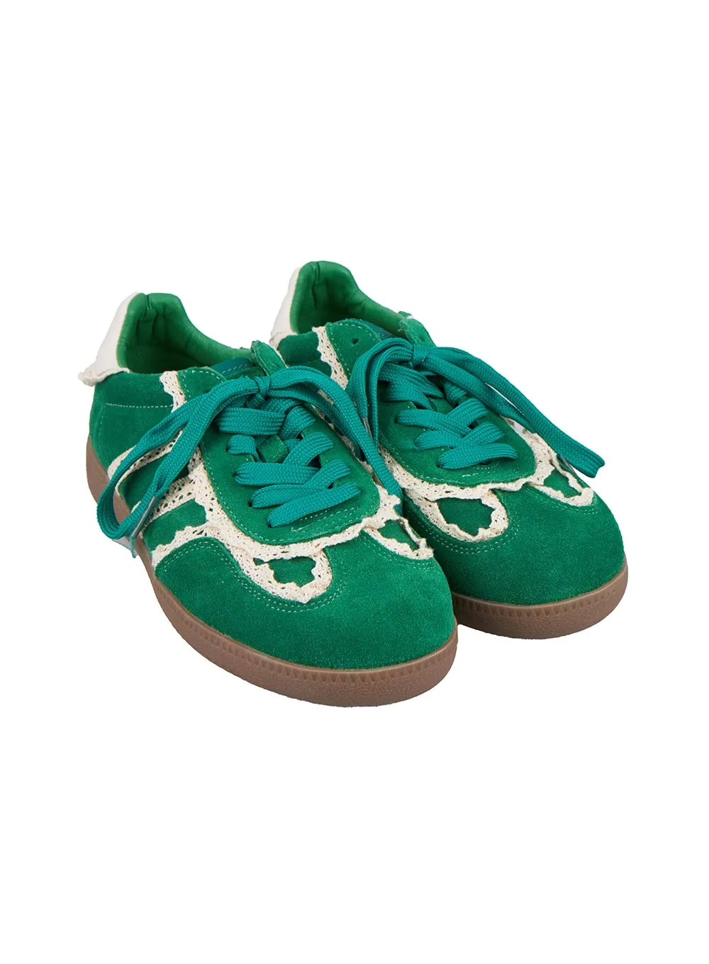 Lace-Trim Striped Sneakers IJ503
