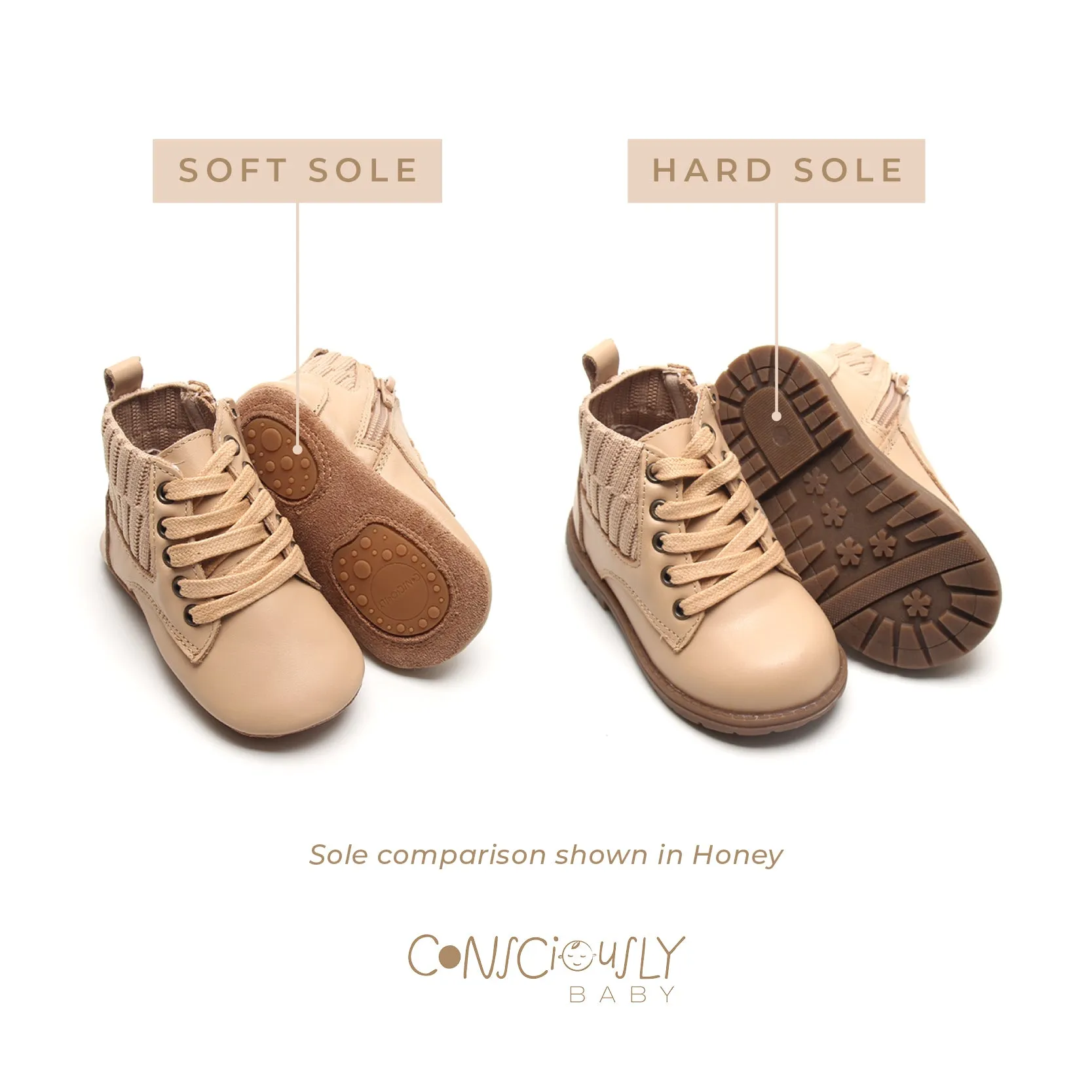 Leather Knit Combat Boot | Color 'Honey'