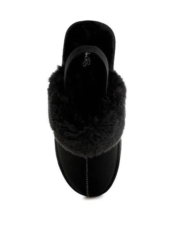 London Rag Kutchu Faux Fur Trim Platform Slip-Ons