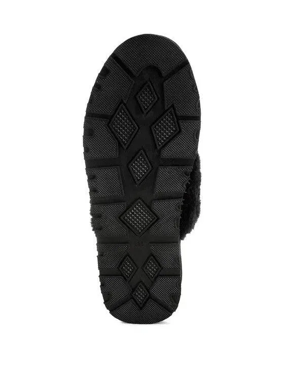London Rag Kutchu Faux Fur Trim Platform Slip-Ons
