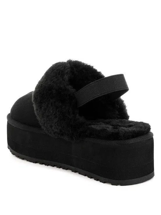London Rag Kutchu Faux Fur Trim Platform Slip-Ons