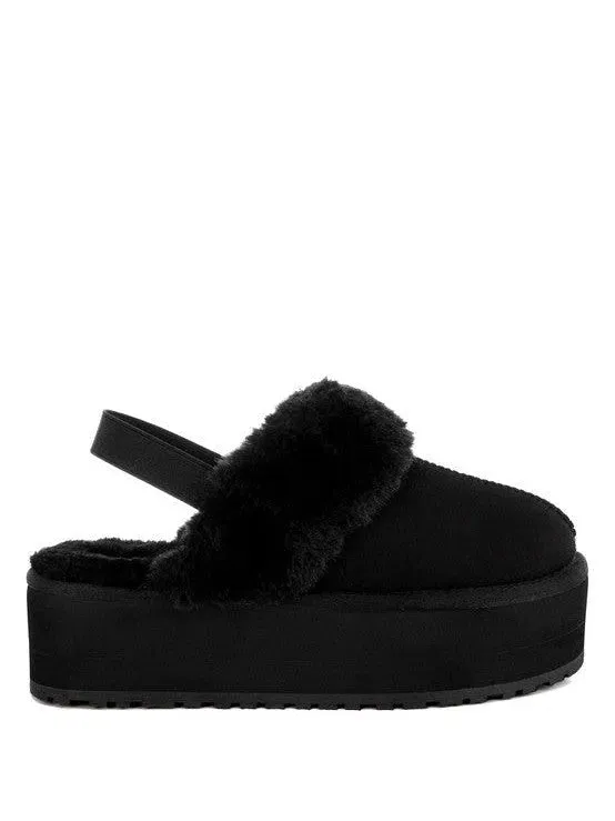 London Rag Kutchu Faux Fur Trim Platform Slip-Ons