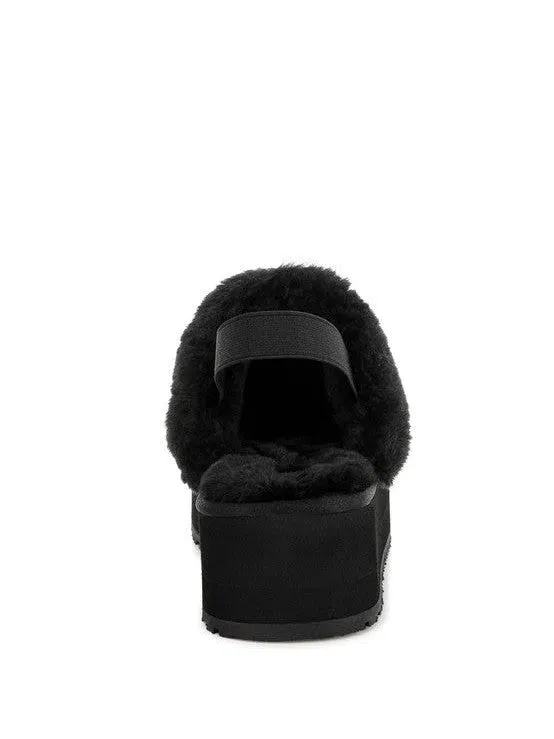 London Rag Kutchu Faux Fur Trim Platform Slip-Ons