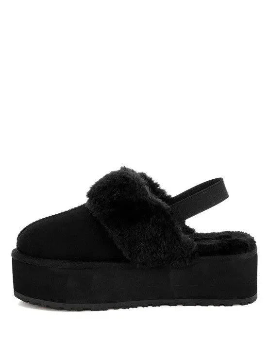 London Rag Kutchu Faux Fur Trim Platform Slip-Ons