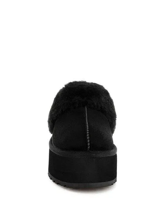 London Rag Kutchu Faux Fur Trim Platform Slip-Ons