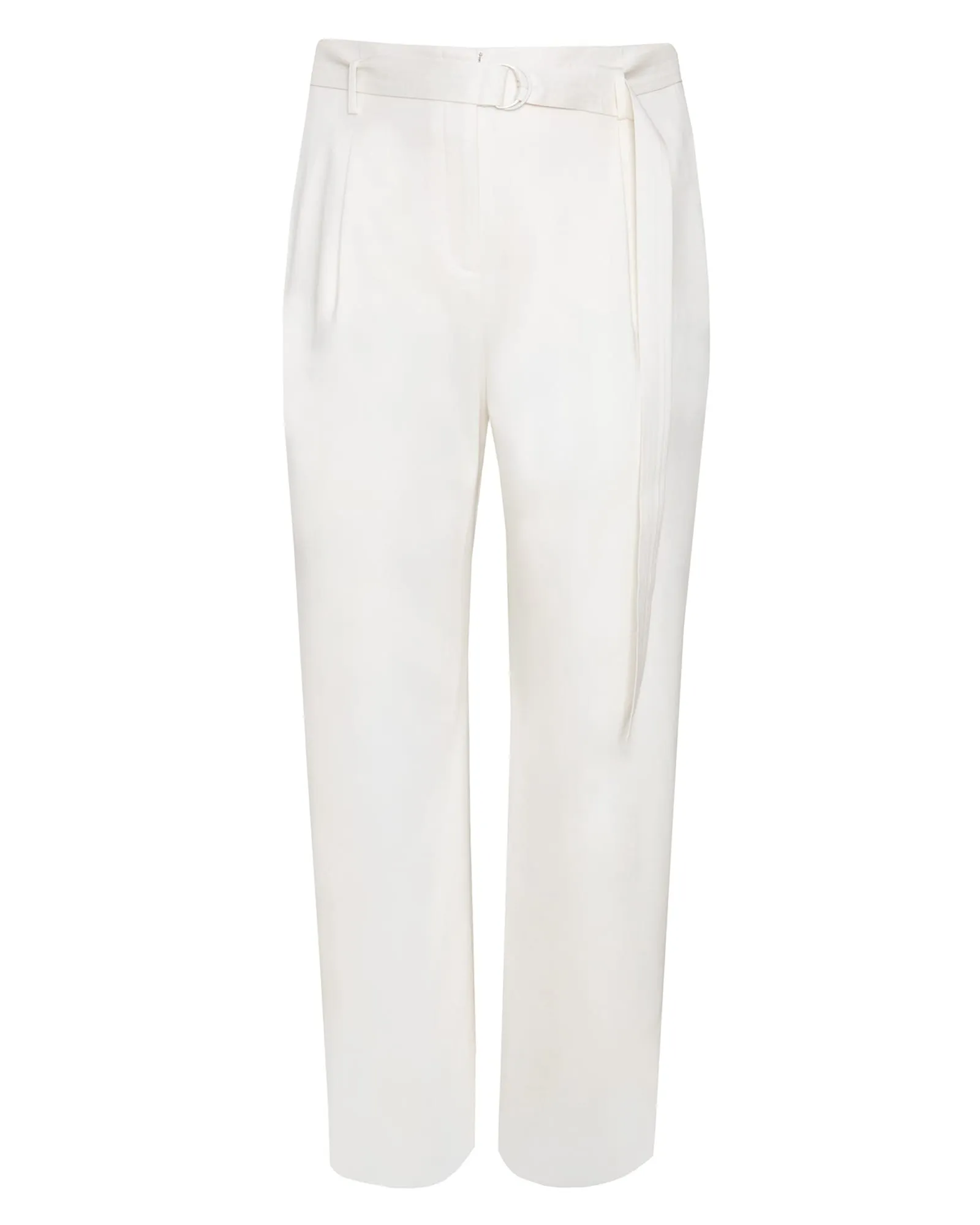 Luxe Wool Twill High Waisted Belted Pant | Ivory