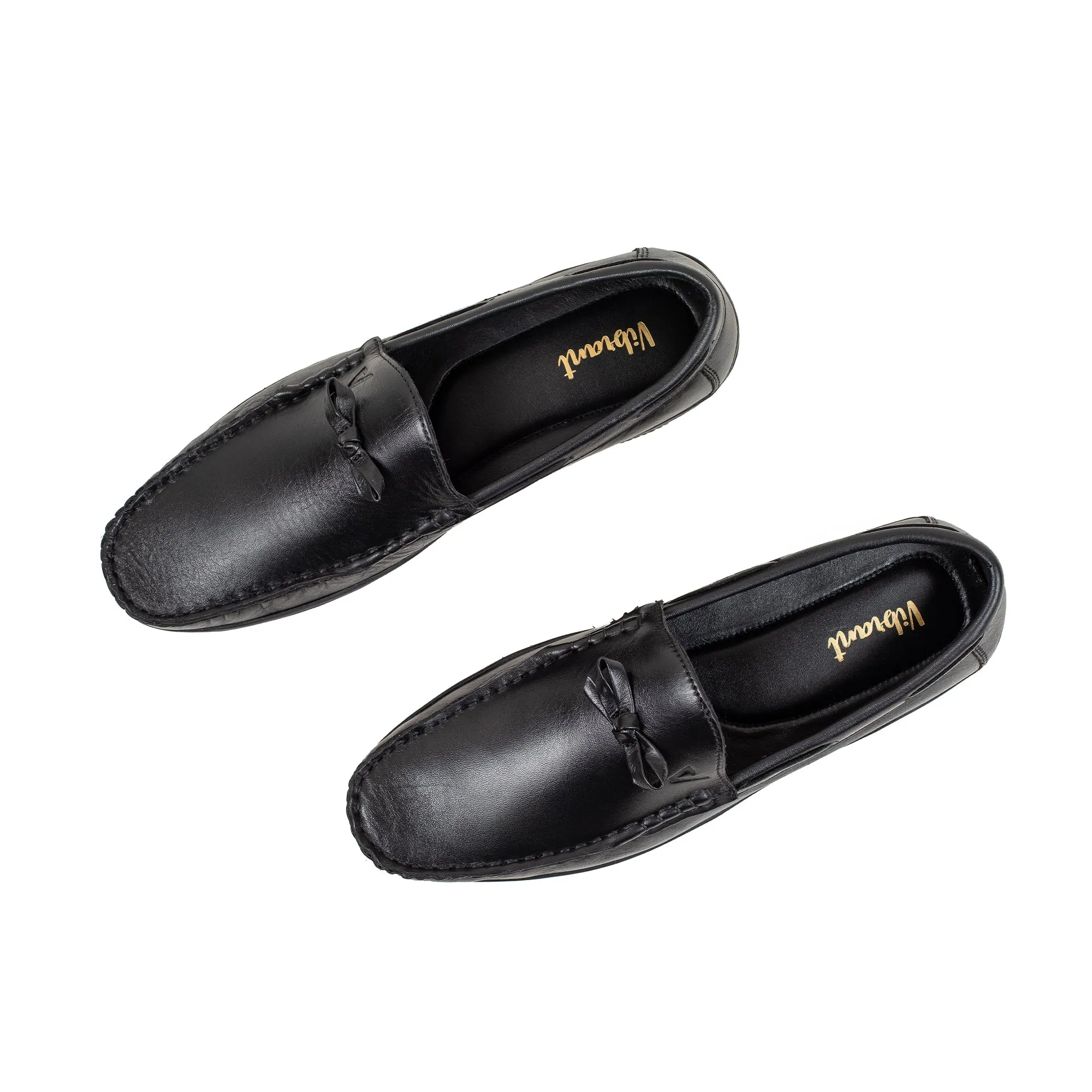 Men's Black Leather Moccasin Shoes | Vibrant® Cushioned Comfort with TPR Outsole