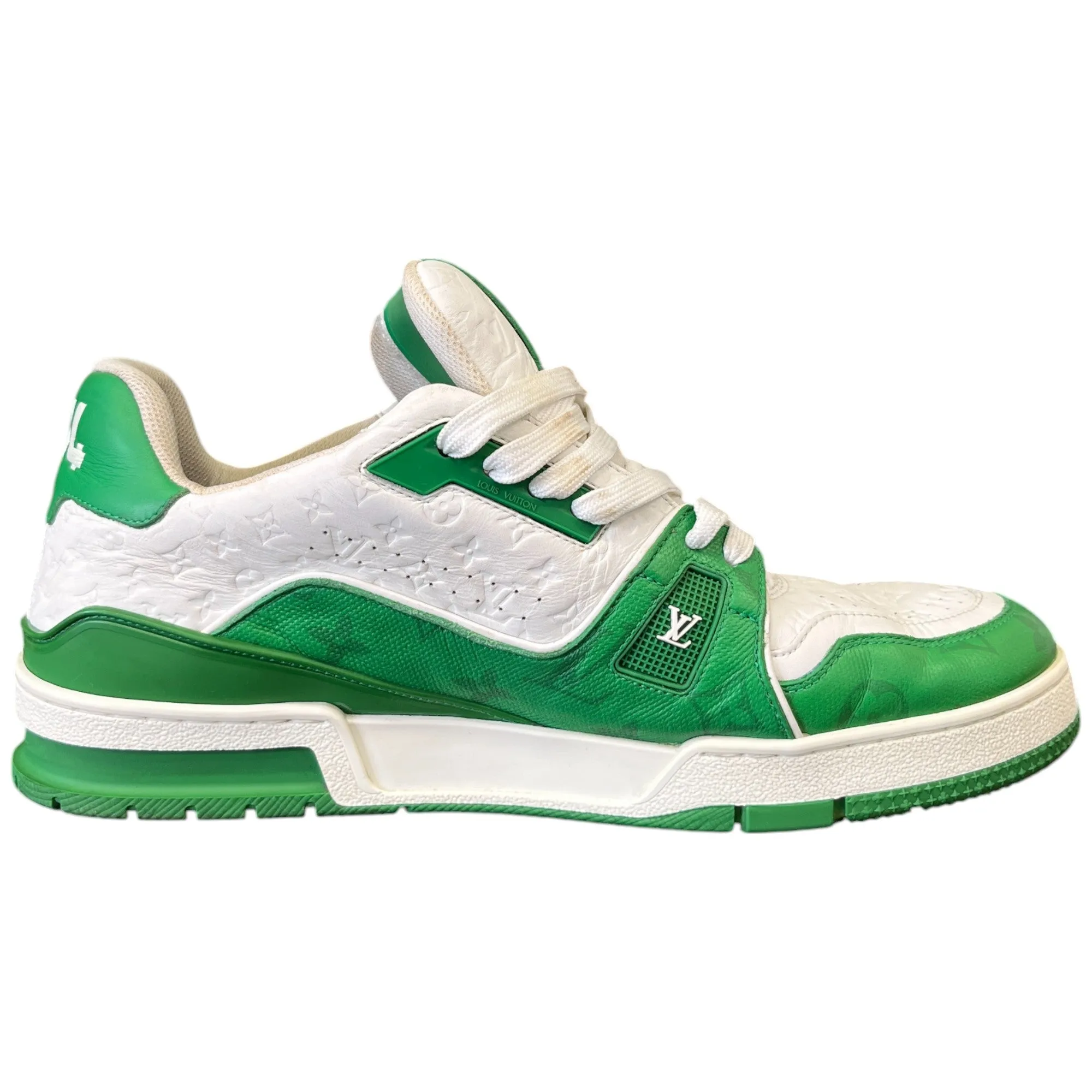Men's Lv Monogram Low Trainers Green Size EU 43 / UK 9