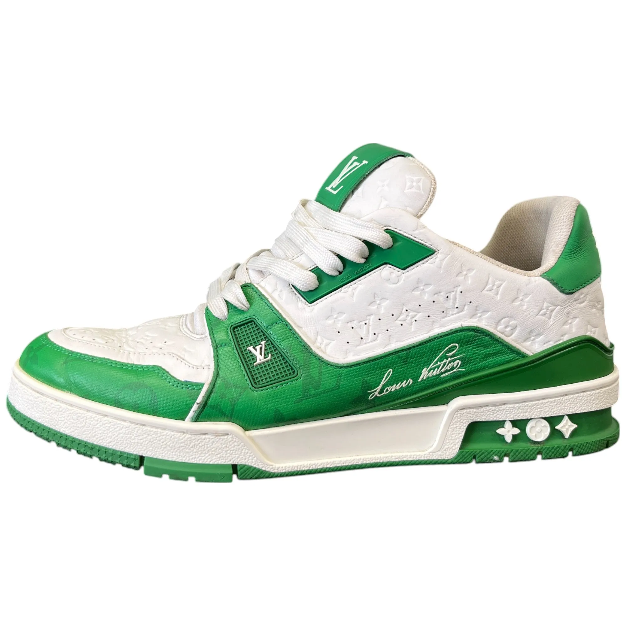 Men's Lv Monogram Low Trainers Green Size EU 43 / UK 9