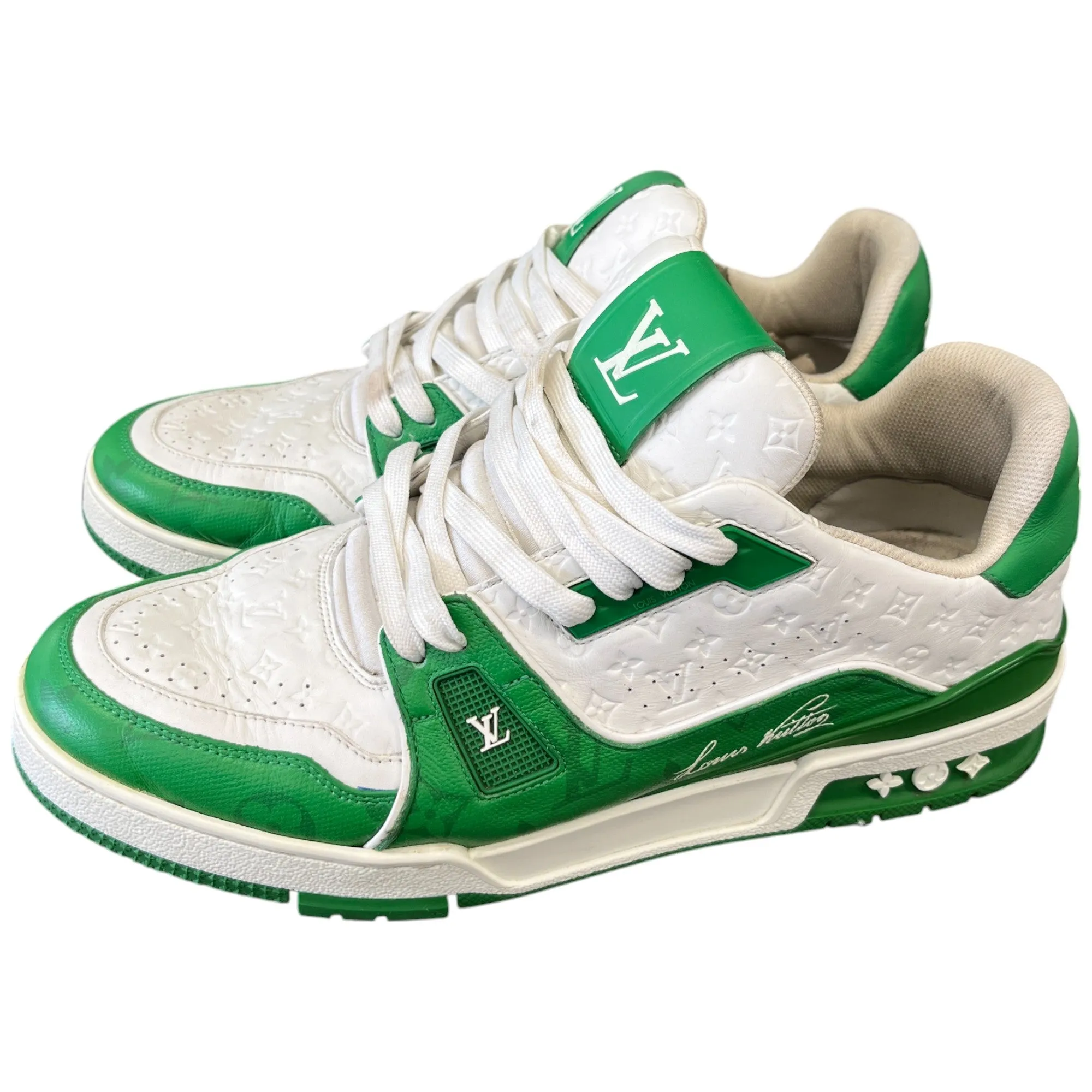 Men's Lv Monogram Low Trainers Green Size EU 43 / UK 9