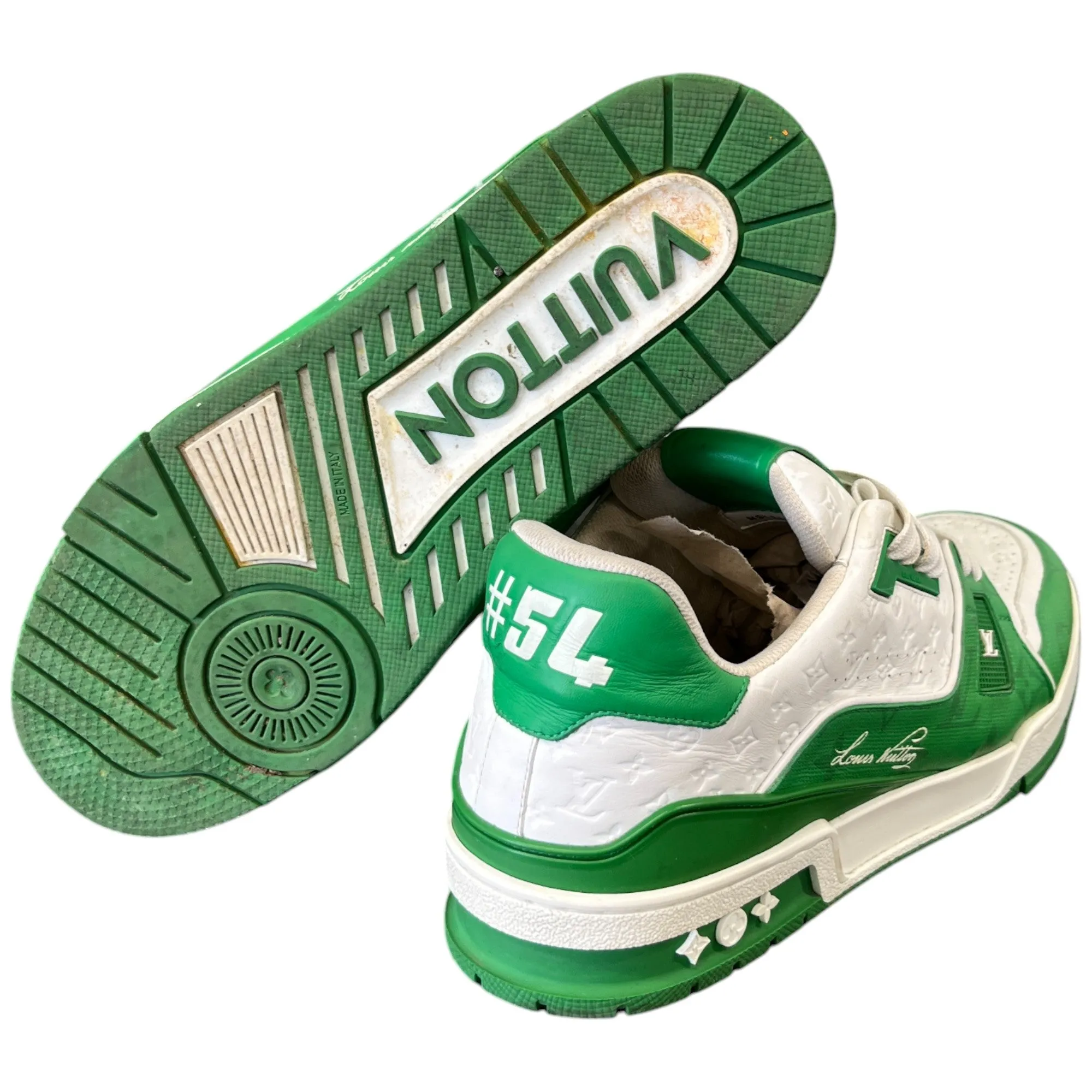 Men's Lv Monogram Low Trainers Green Size EU 43 / UK 9
