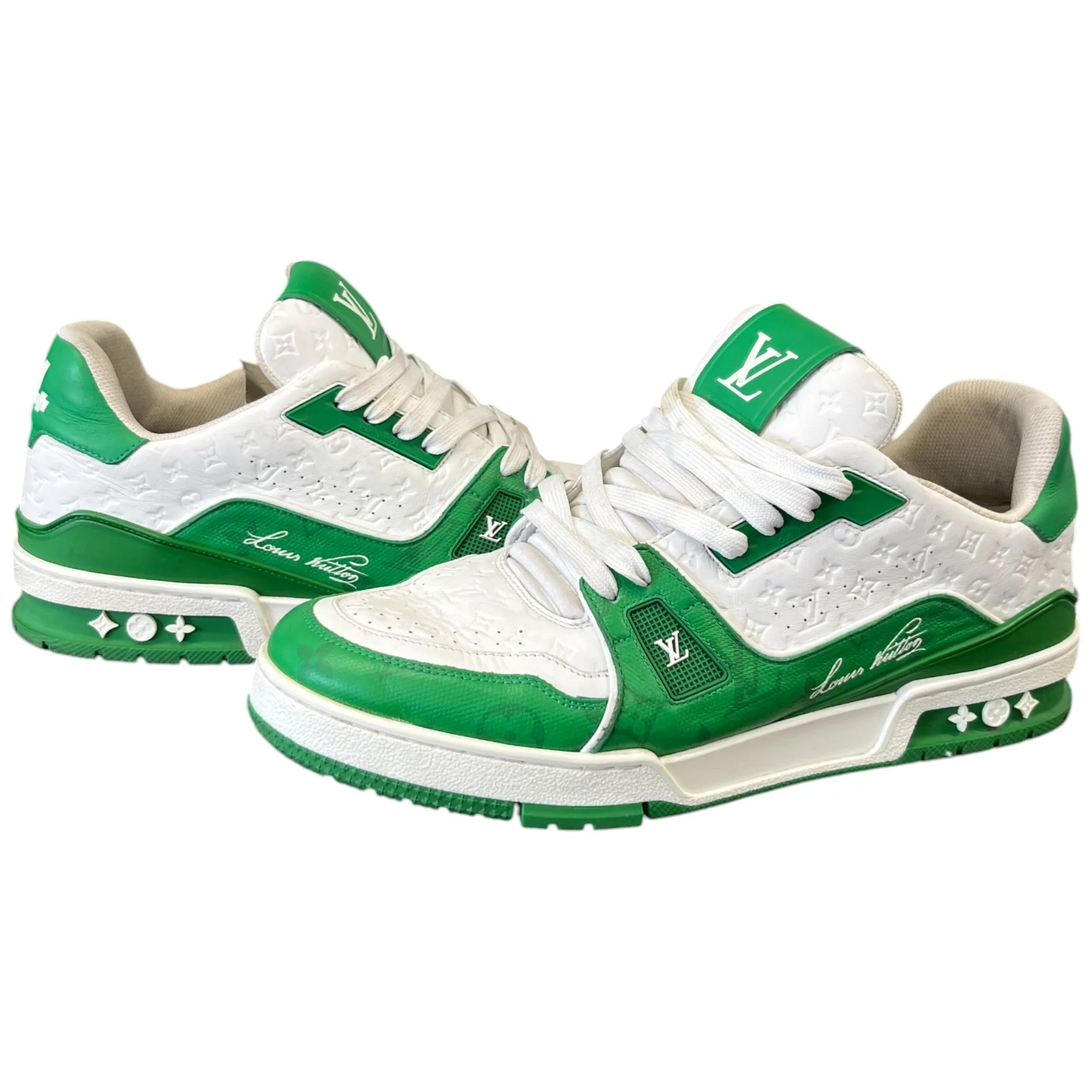Men's Lv Monogram Low Trainers Green Size EU 43 / UK 9