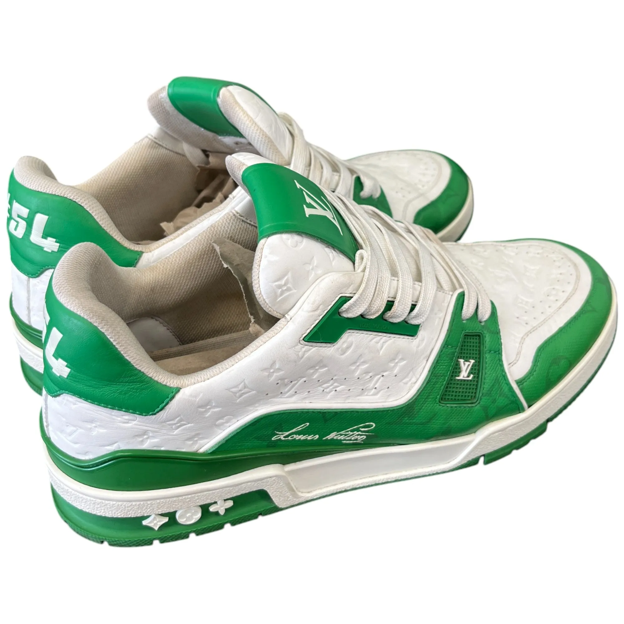 Men's Lv Monogram Low Trainers Green Size EU 43 / UK 9