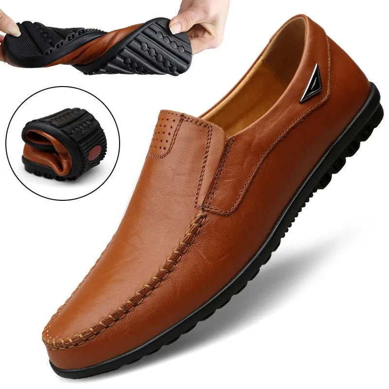Men's Shoes - Genuine Leather Flats Breathable Casual Shoes