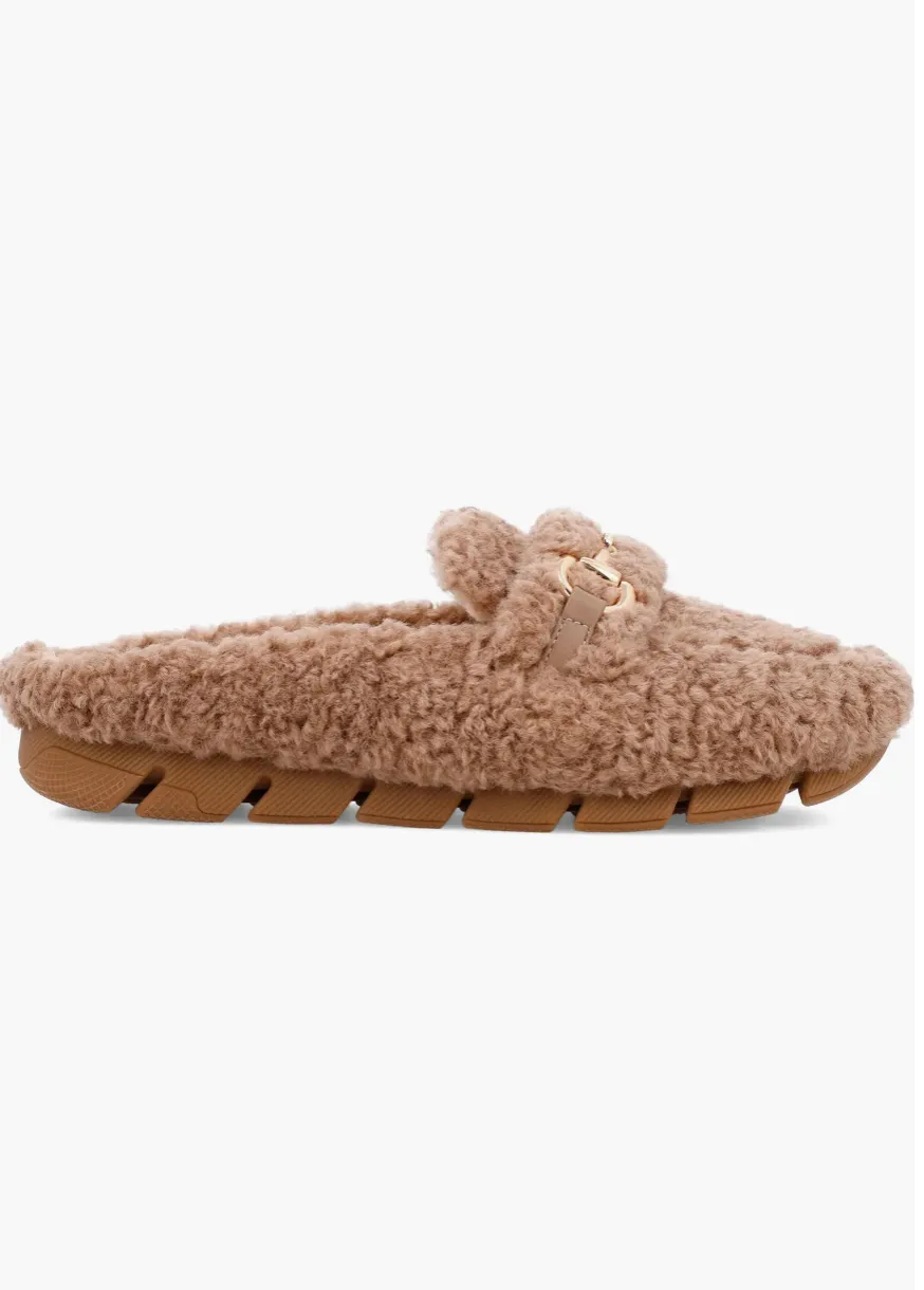 MIA Limited Edition Camel Faux Shearling Slide