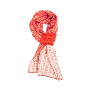 ORANGE AND BEIGE NECK WARMER WITH MICRO PATTERN