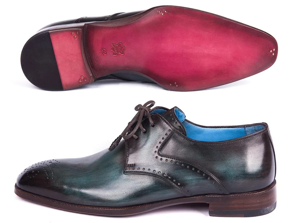 Paul Parkman Turquoise & Brown Medallion Derby Shoes