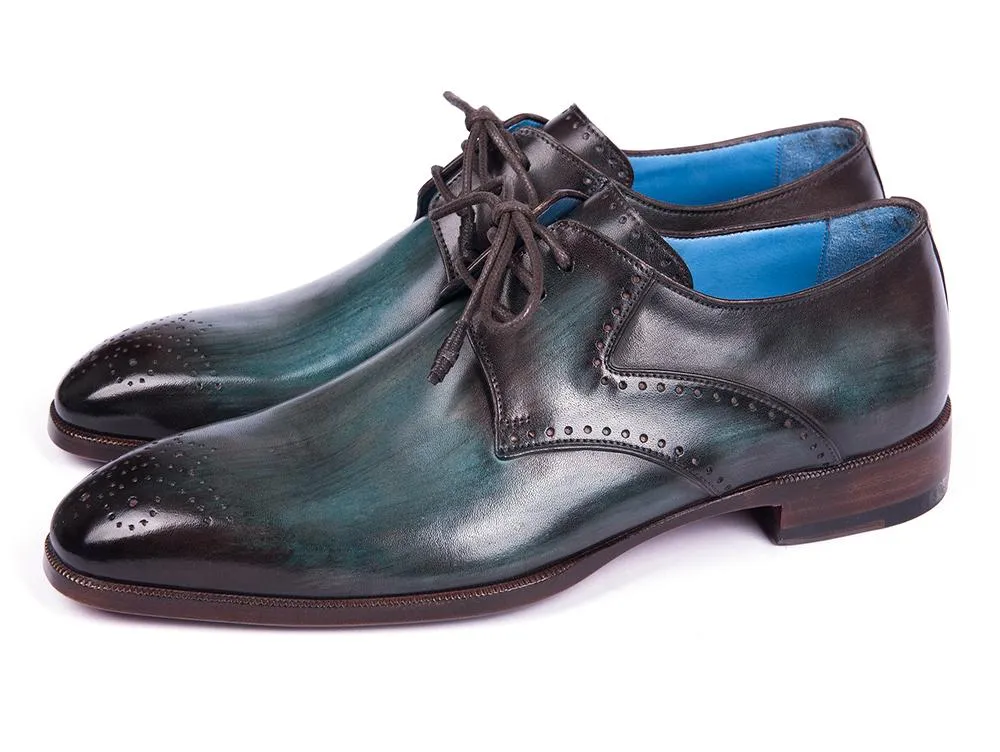 Paul Parkman Turquoise & Brown Medallion Derby Shoes