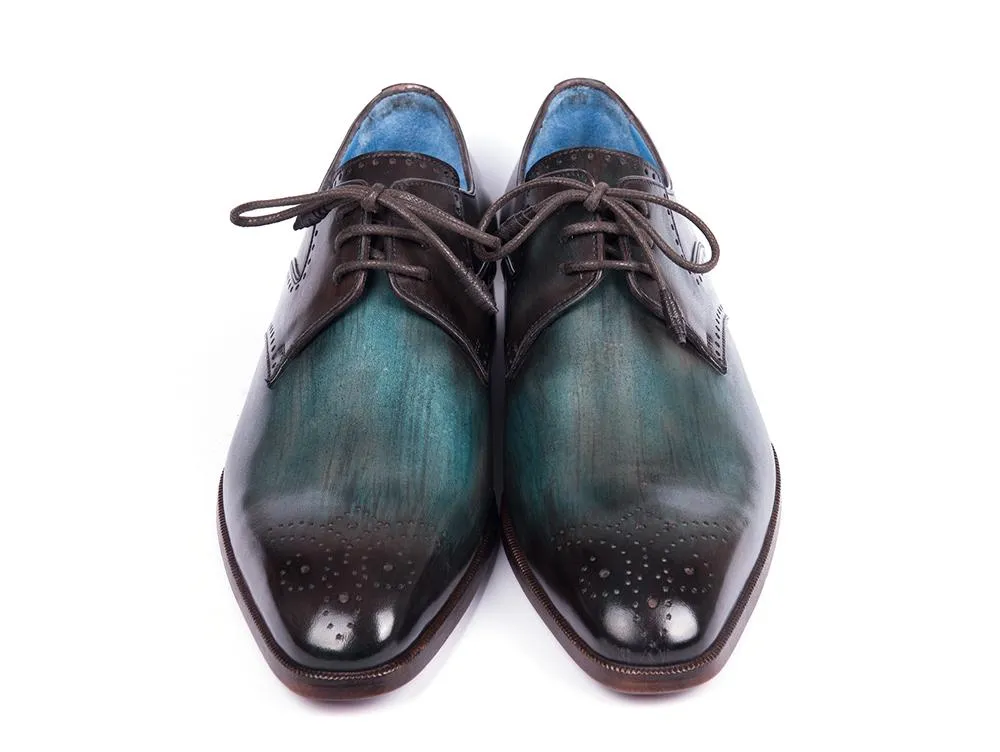 Paul Parkman Turquoise & Brown Medallion Derby Shoes