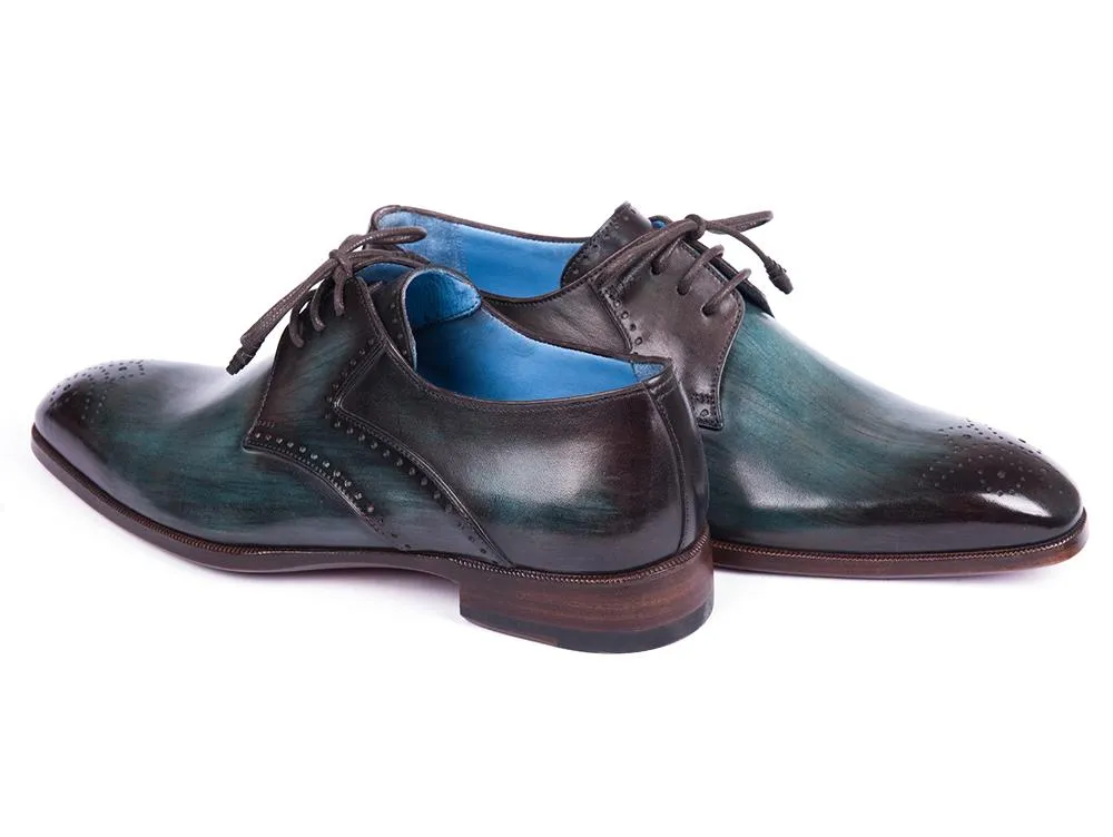 Paul Parkman Turquoise & Brown Medallion Derby Shoes
