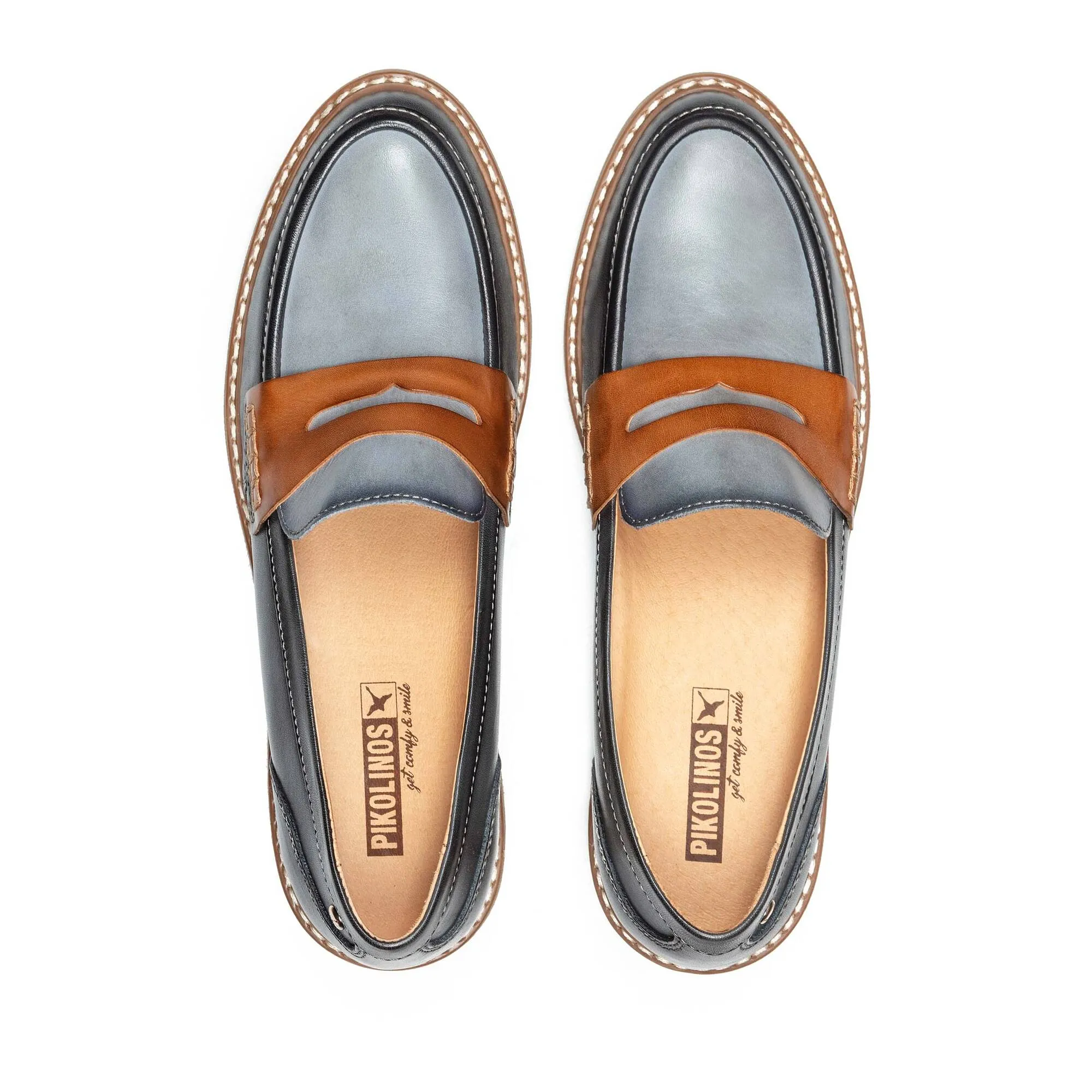 Pikolinos Women's Aldaya W8J-3541C3 Leather Loafer Shoes Ocean Blue