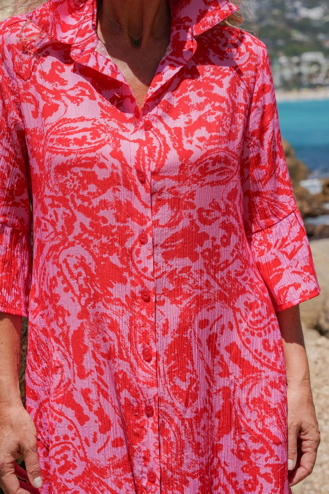 Red & Pink Tie Dye Mary Dress