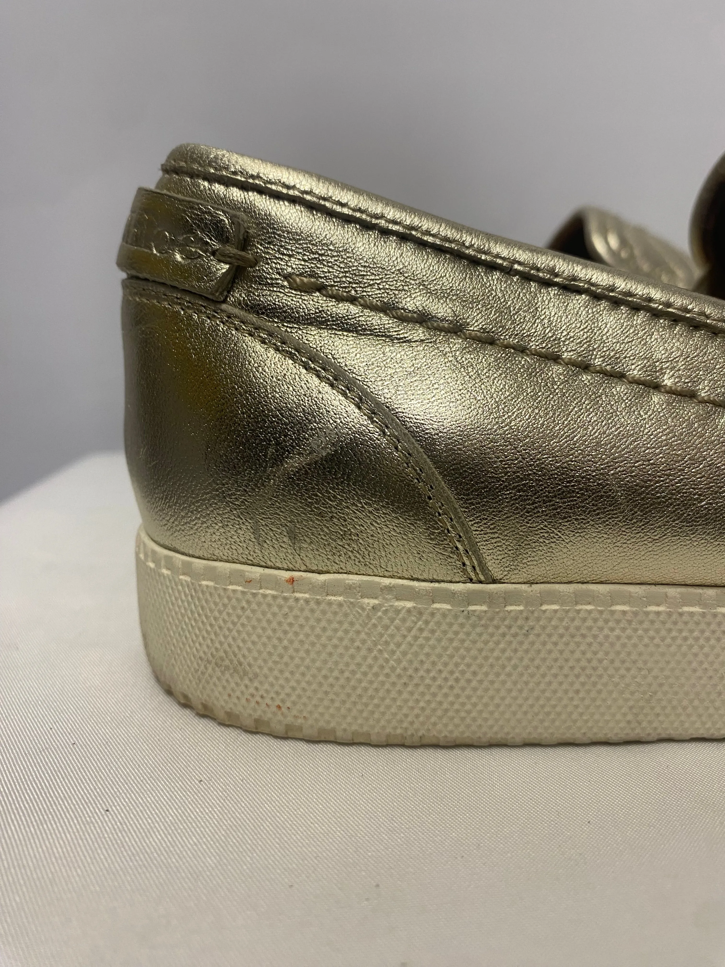 See By Chloe Gold Heart Embroidered Slip On Shoes 3/36
