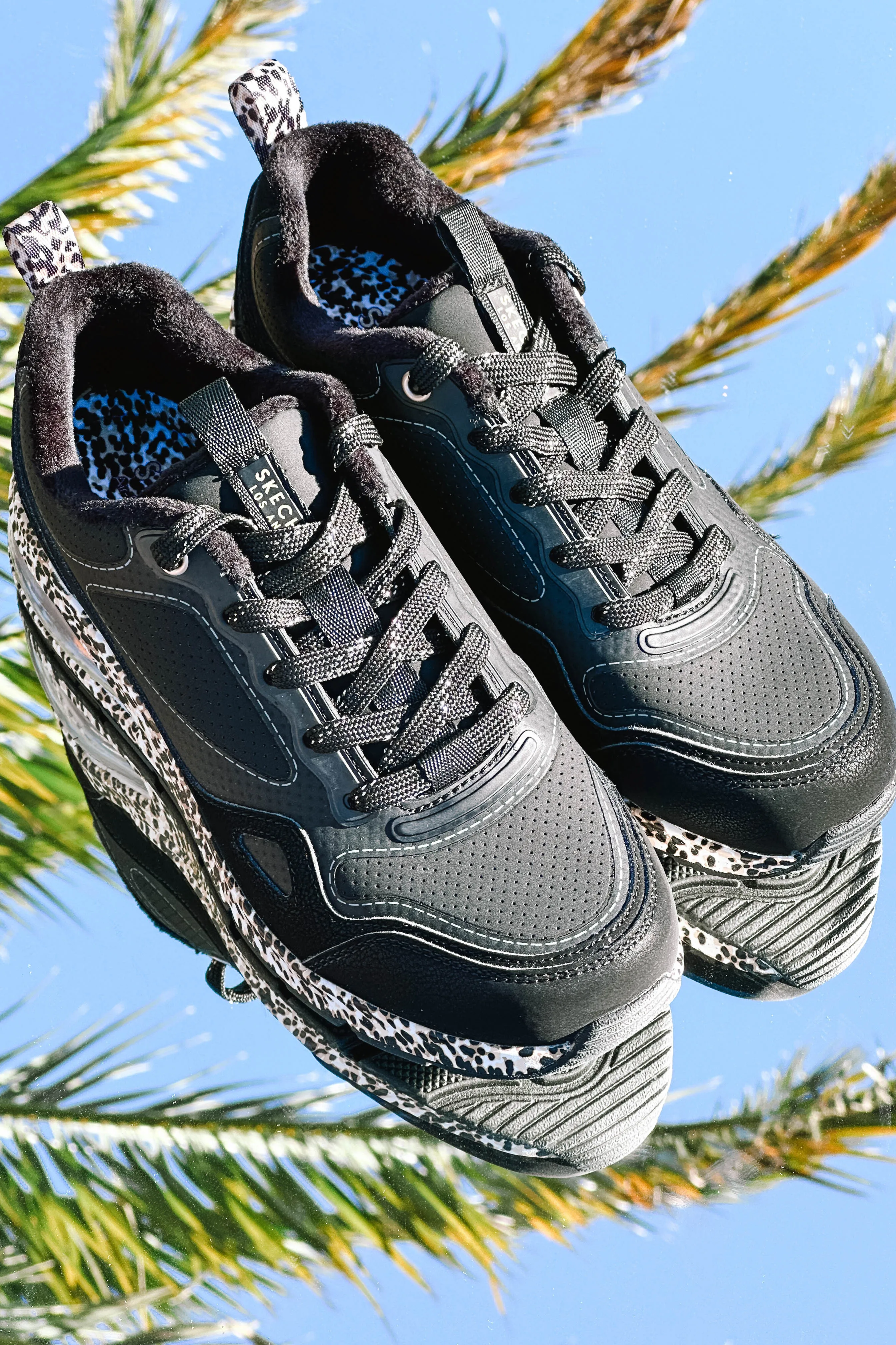 Skechers Uno Black Leopard Sneakers