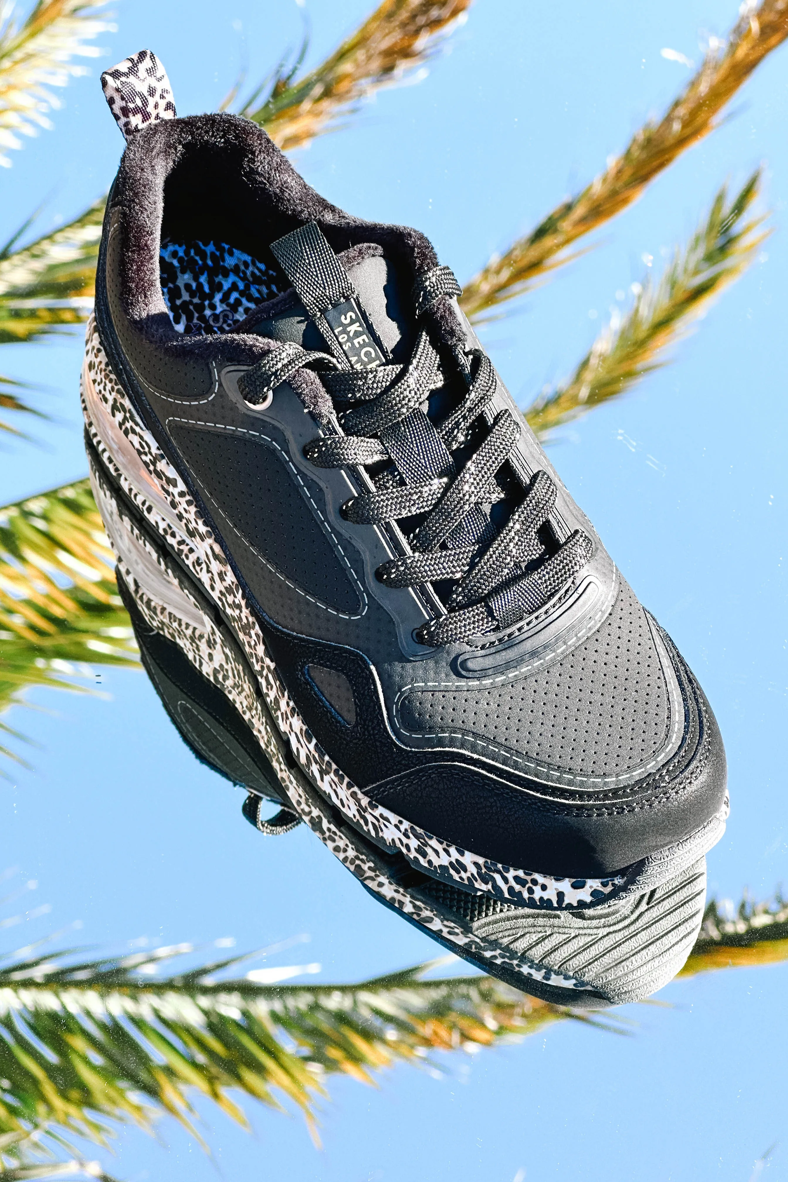 Skechers Uno Black Leopard Sneakers
