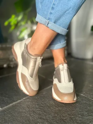 Stone Zip Front Trainers