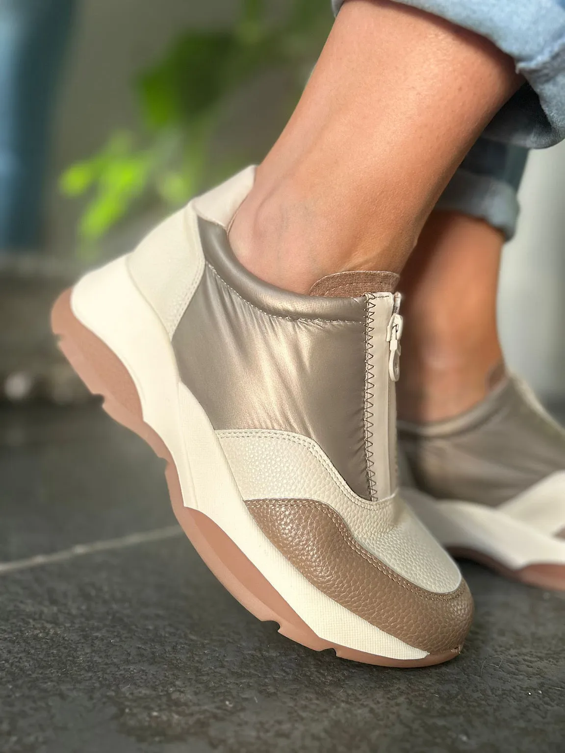 Stone Zip Front Trainers