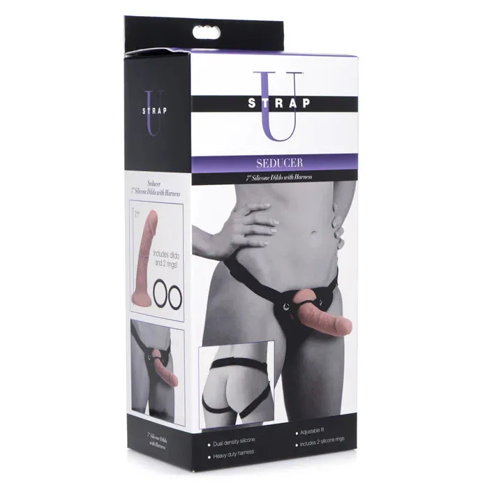 Strap U Seducer 7 Inch Silicone Dildo with Harness