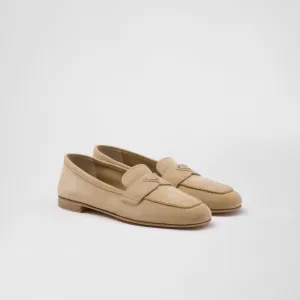 Suede loafers Ecru