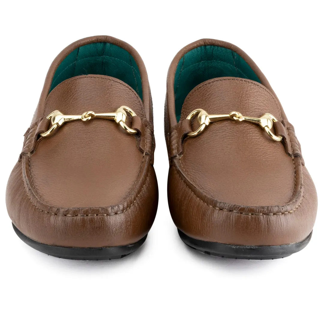 Tan Milled Classic Buckle Loafers