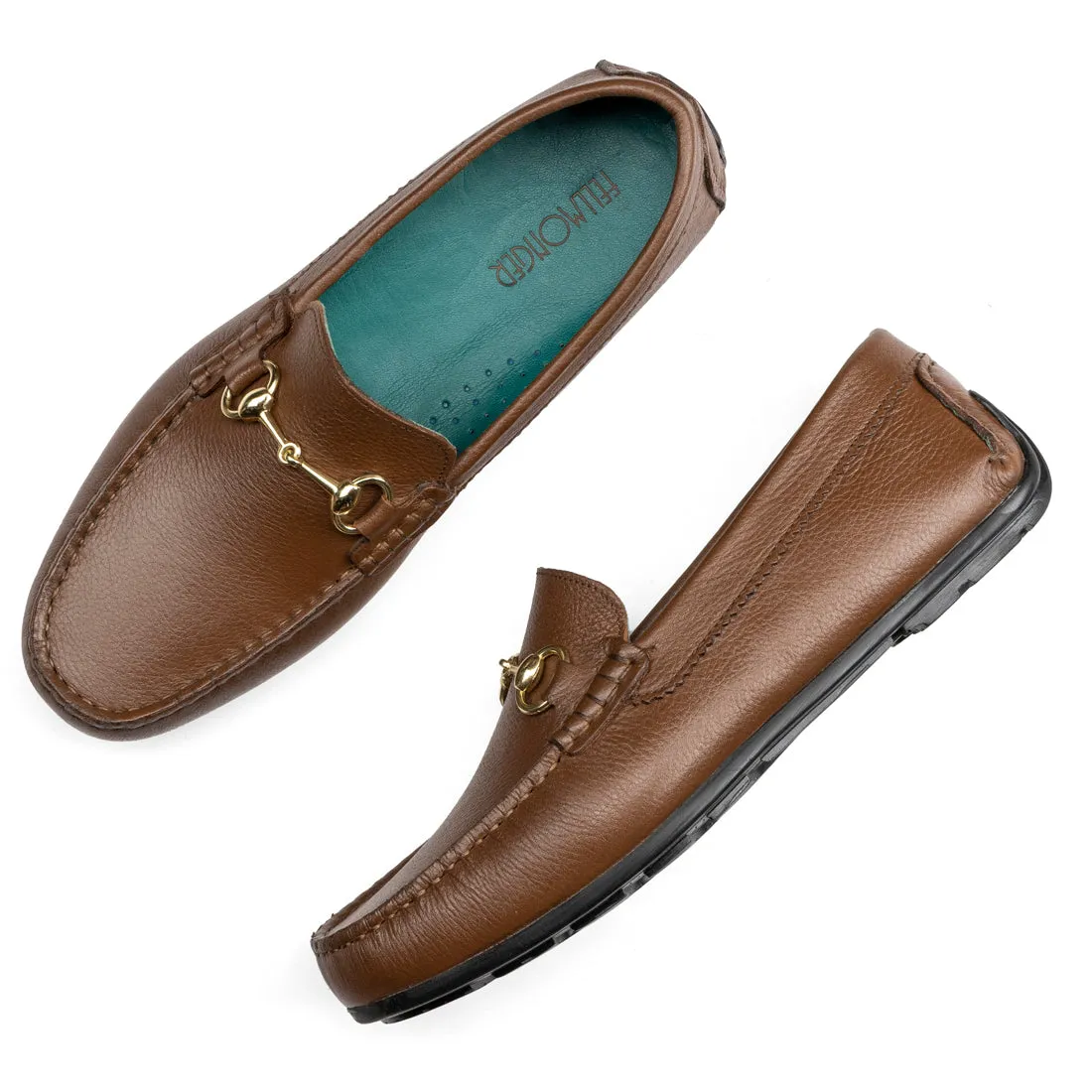 Tan Milled Classic Buckle Loafers