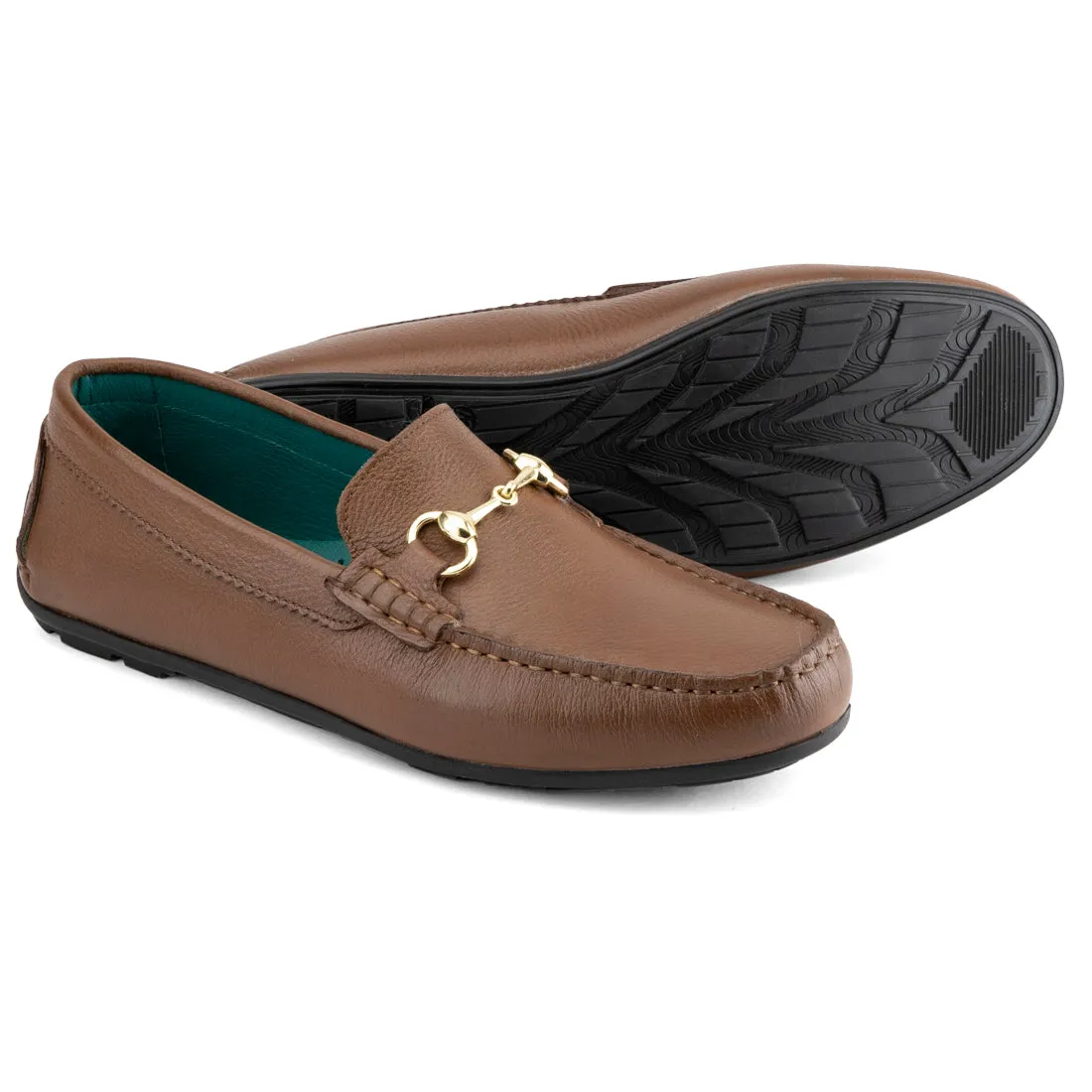 Tan Milled Classic Buckle Loafers