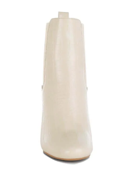 Vegan Leather Block Heel Ankle Boots