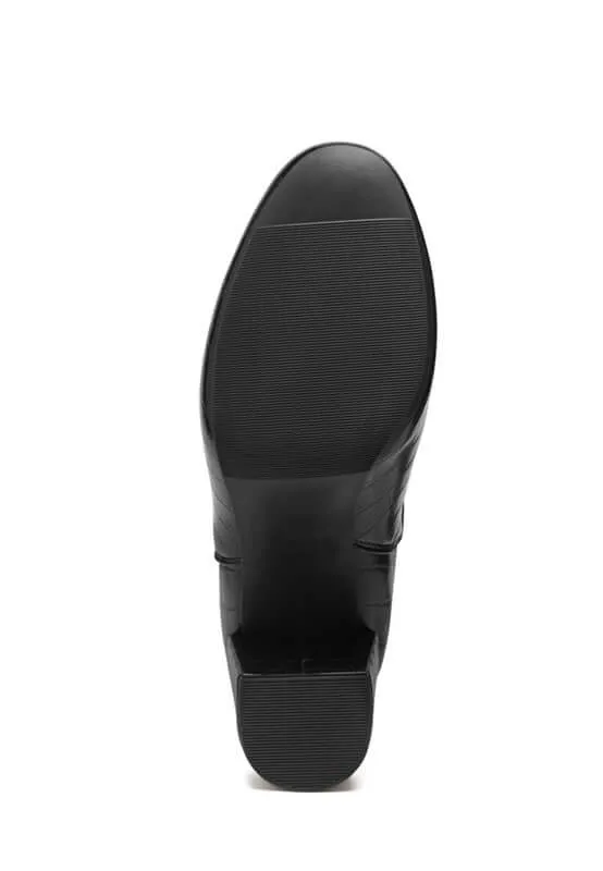 Vegan Leather Block Heel Ankle Boots