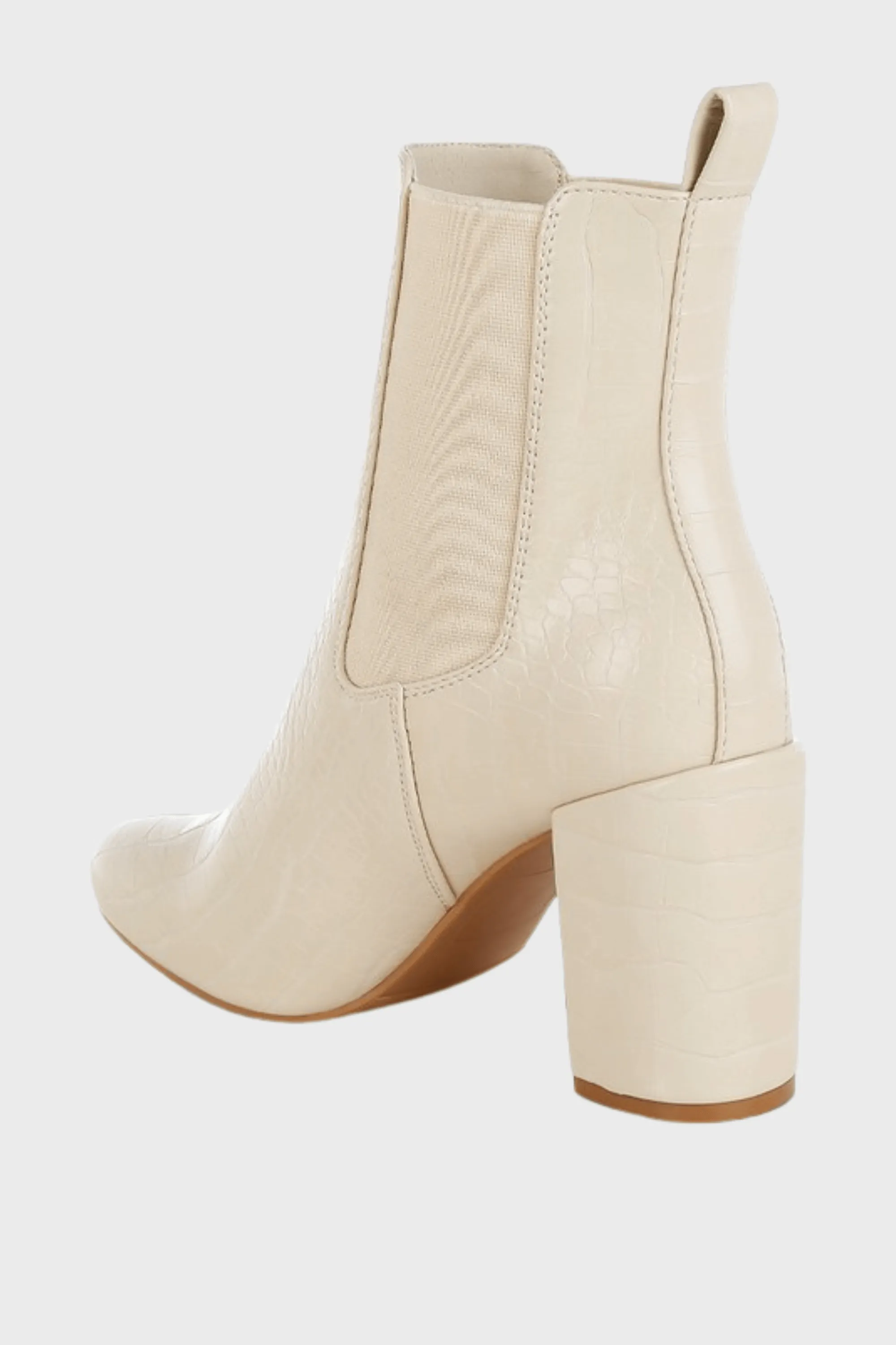 Vegan Leather Block Heel Ankle Boots