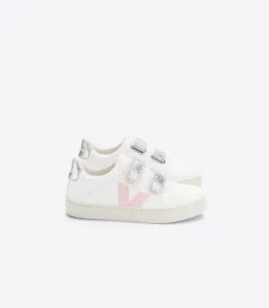 Veja Kids Trainers | Esplar Velcro | White, Pink & Silver
